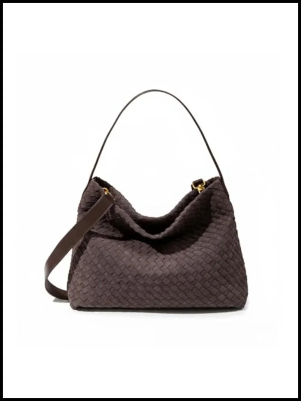 Braided Suede Tote Bag Hobo Shoulder Bag with Woven Details